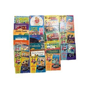 Vintage Lot Of 25 Read and Hear Little Golden Books And More with Records 45 RPM